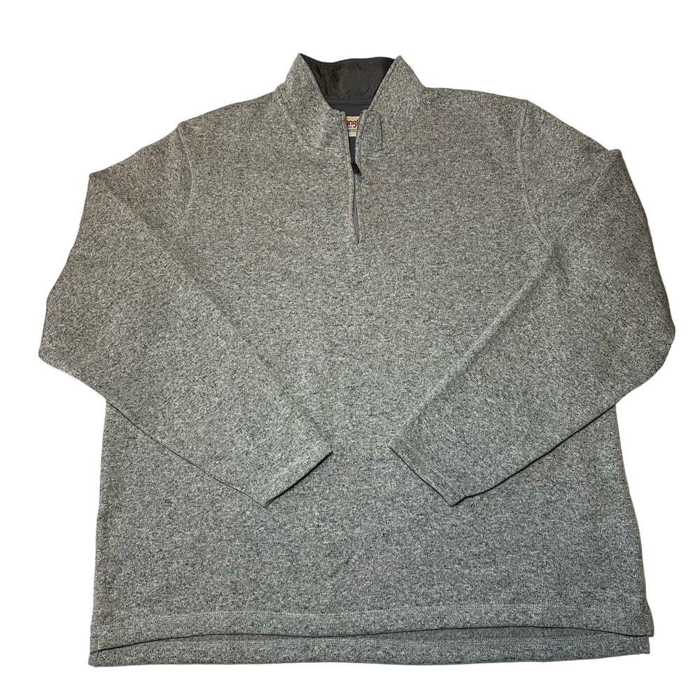 Wrangler Authentics Men's Size 2XL 1/4 Zip Sweater Pullover Gray Stand Up Collar